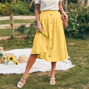 Button Front Midi Skirt 💛🌼